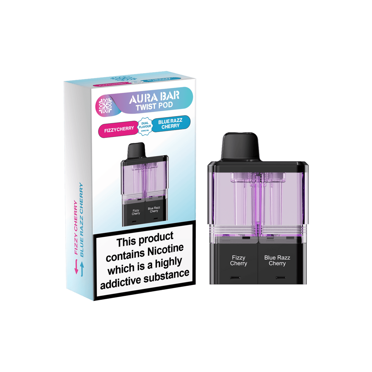 Aura Bar Twist 40k Replacement Pods - Fizzy Cherry / Blue Razz Cherry - vapeukwholesale
