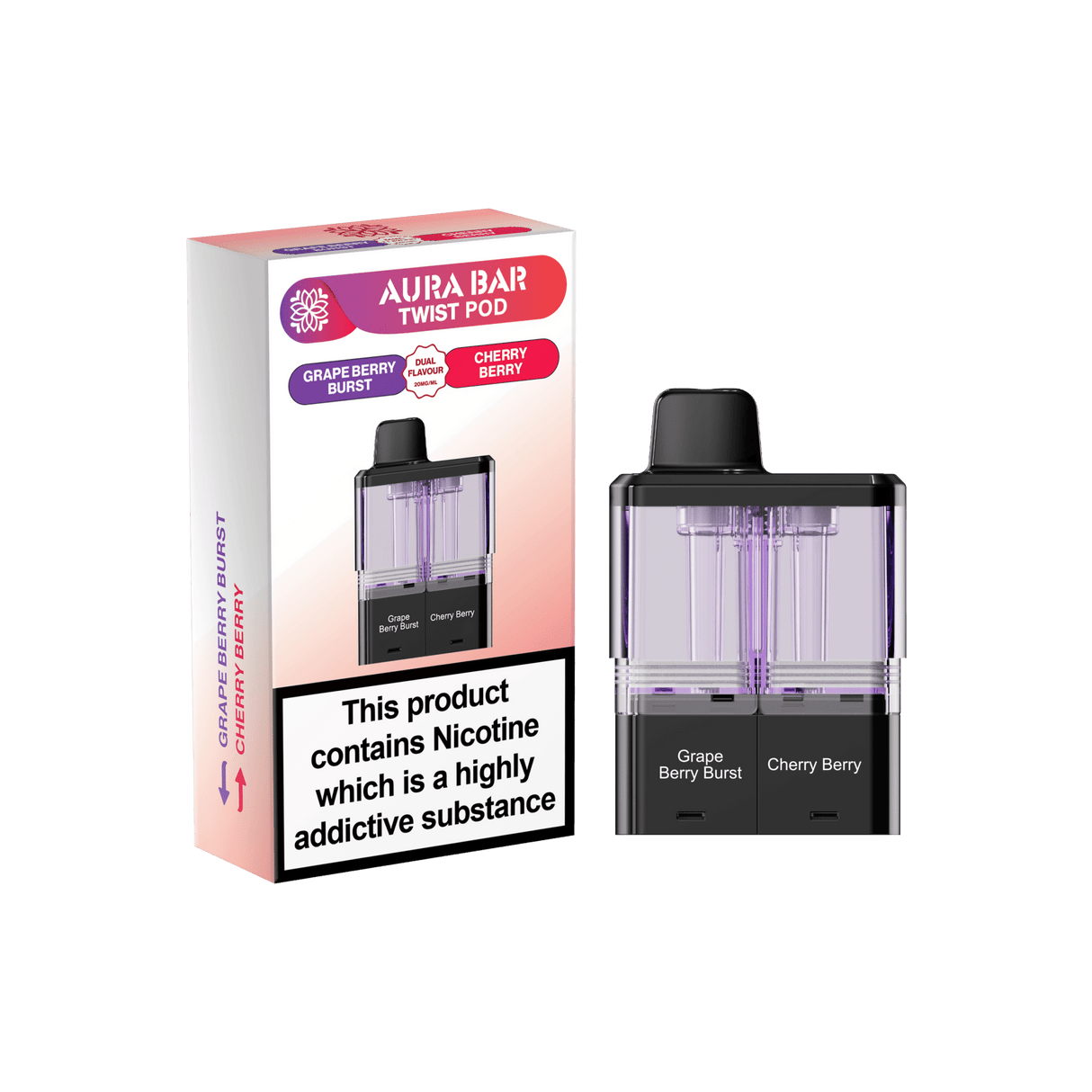 Aura Bar Twist 40k Replacement Pods - Grape Berry Burst / Cherry Berry - vapeukwholesale