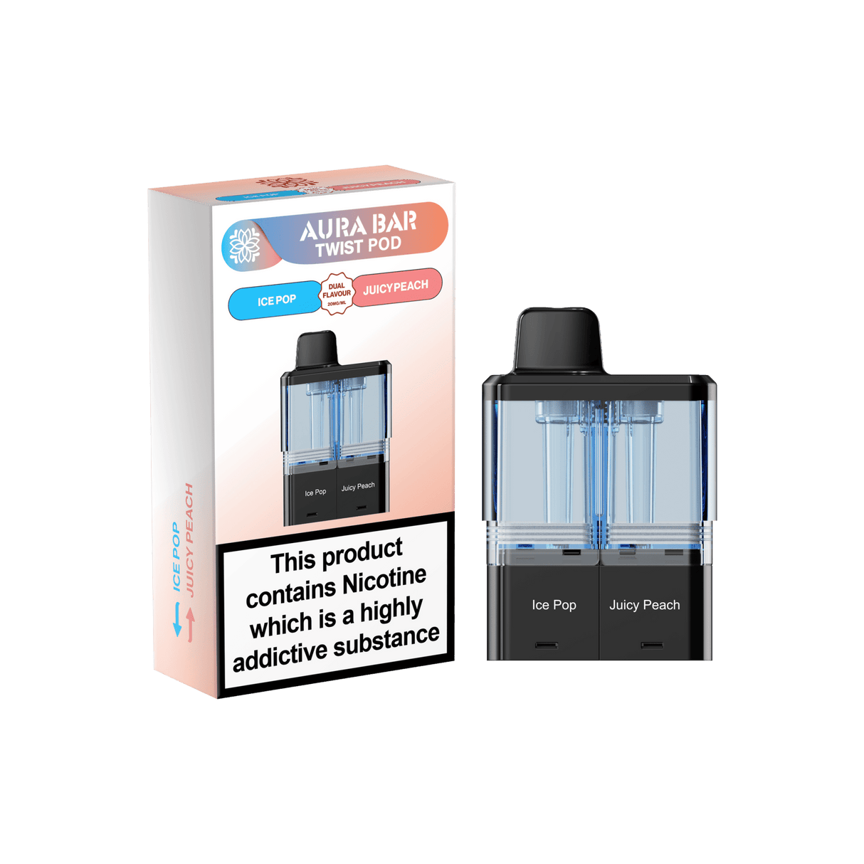 Aura Bar Twist 40k Replacement Pods - Ice Pop / Juicy Peach - vapeukwholesale
