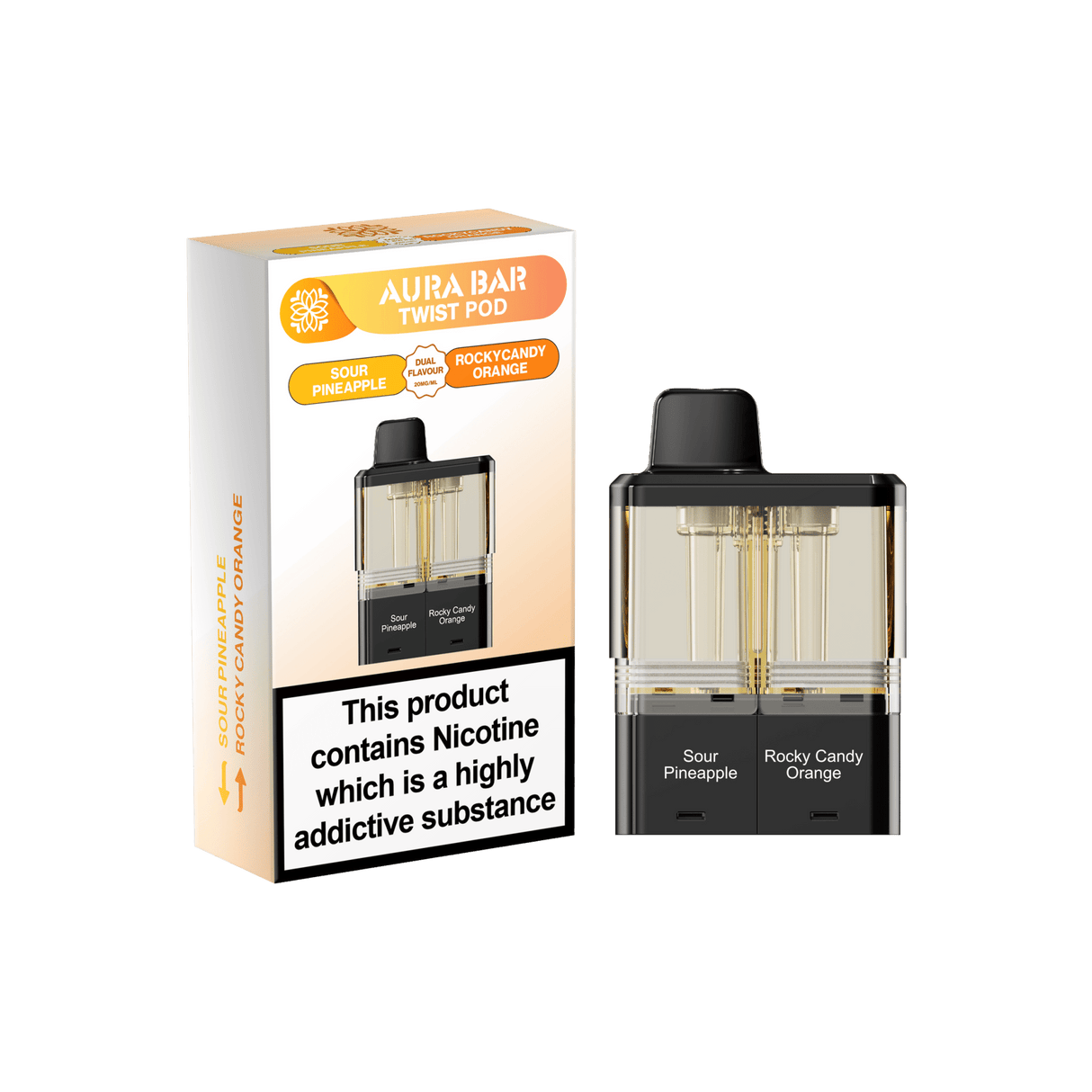 Aura Bar Twist 40k Replacement Pods - Sour Pineapple / Rocky Candy Orange - vapeukwholesale