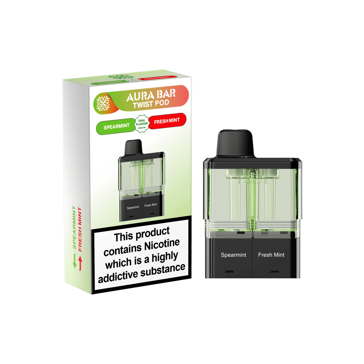 Aura Bar Twist 40k Replacement Pods - Spearmint / Fresh Mint - vapeukwholesale