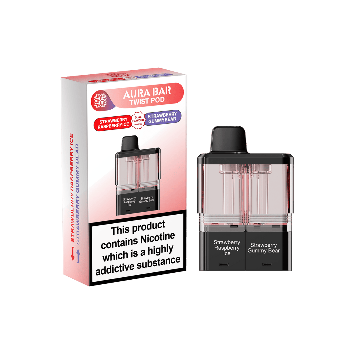 Aura Bar Twist 40k Replacement Pods - Strawberry Raspberry Ice / Strawberry Gummy Bear - vapeukwholesale