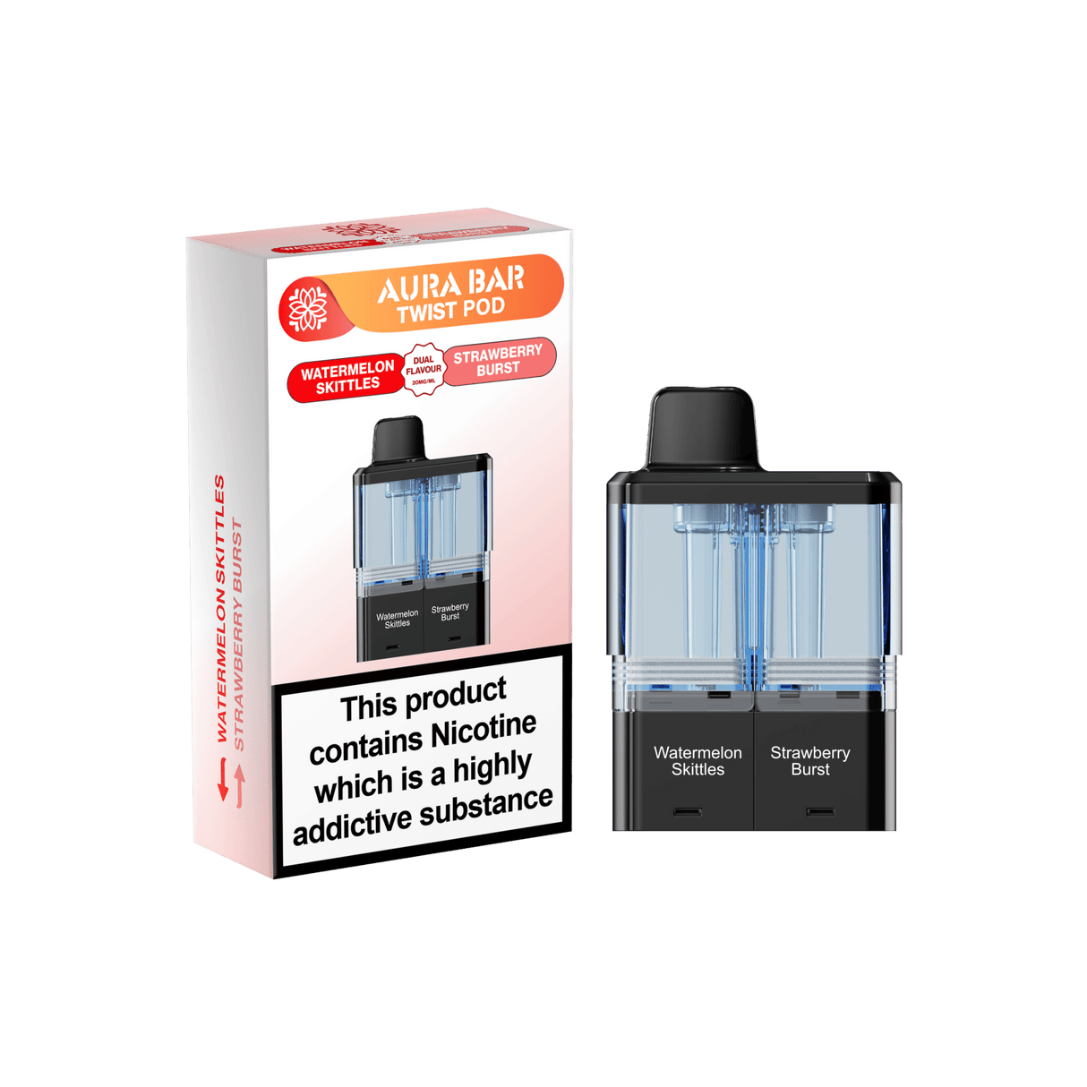 Aura Bar Twist 40k Replacement Pods - Watermelon Skittles / Strawberry Burst - vapeukwholesale