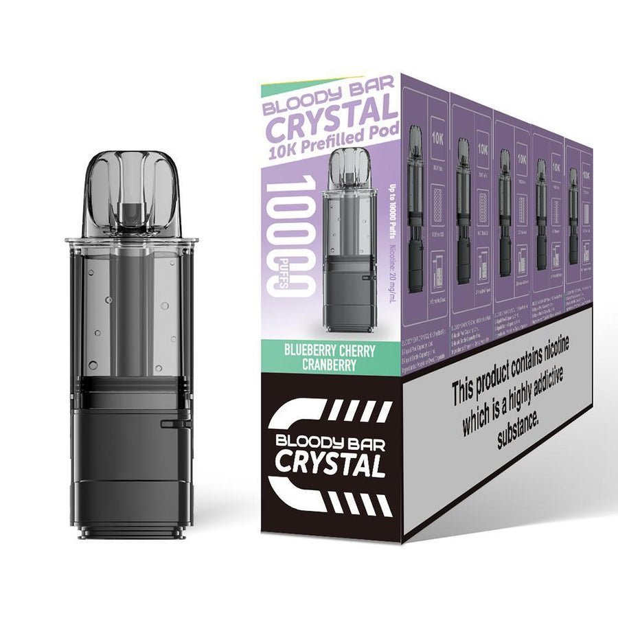 Bloody Bar Crystal 10000 Replacement Pods - Pack of 5 - Blueberry Cherry Cranberry - vapeukwholesale