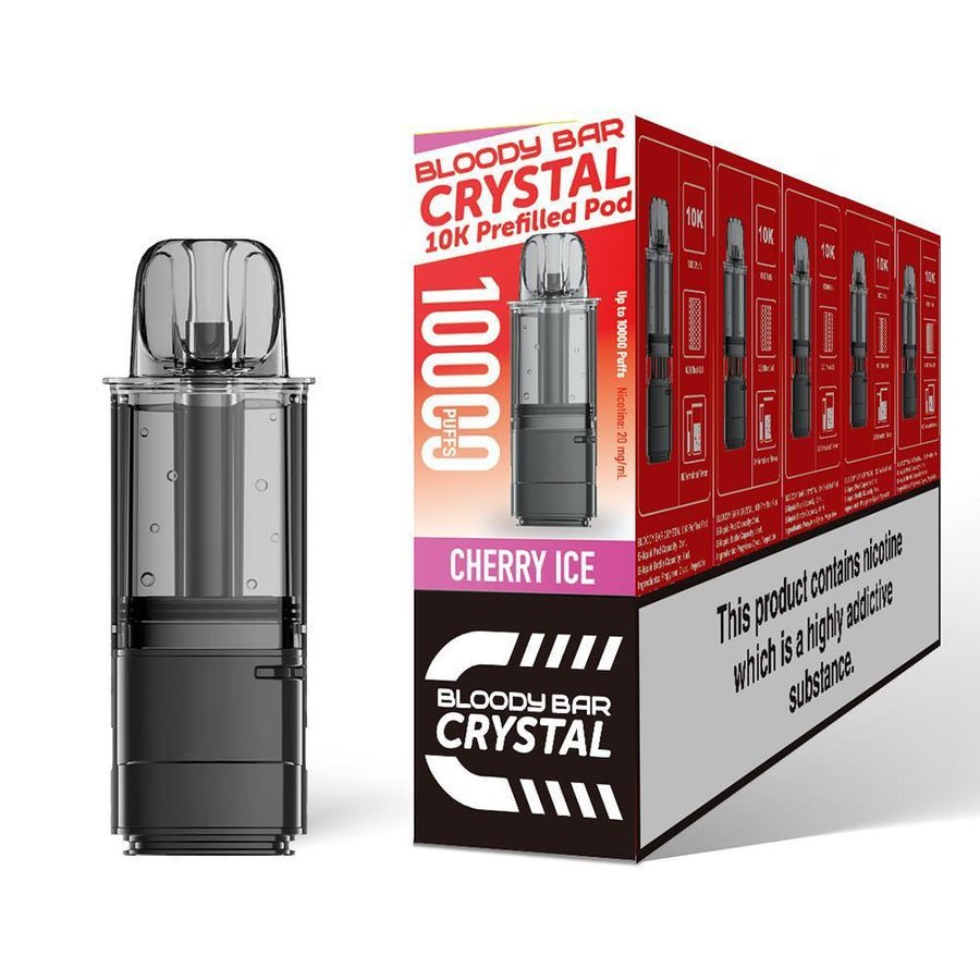 Bloody Bar Crystal 10000 Replacement Pods - Pack of 5 - Cherry Ice - vapeukwholesale