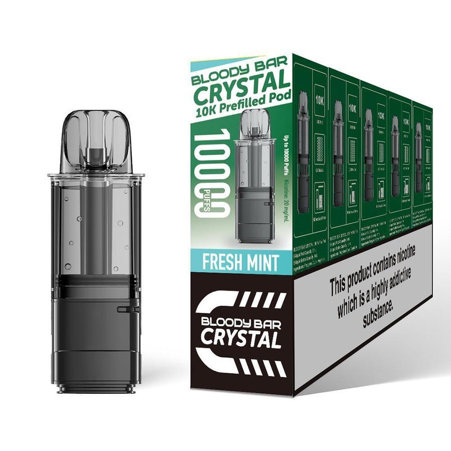 Bloody Bar Crystal 10000 Replacement Pods - Pack of 5 - Fresh Mint - vapeukwholesale