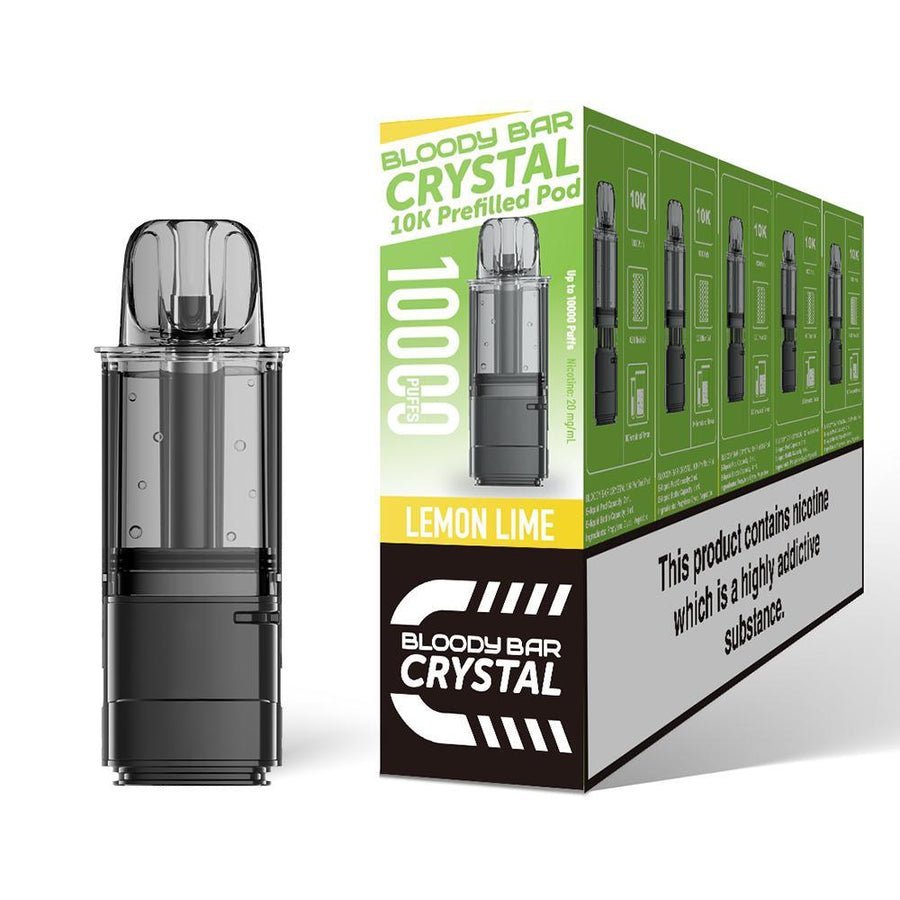 Bloody Bar Crystal 10000 Replacement Pods - Pack of 5 - Lemon Lime - vapeukwholesale