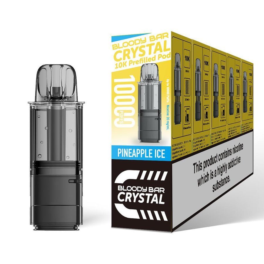 Bloody Bar Crystal 10000 Replacement Pods - Pack of 5 - Pineapple Ice - vapeukwholesale