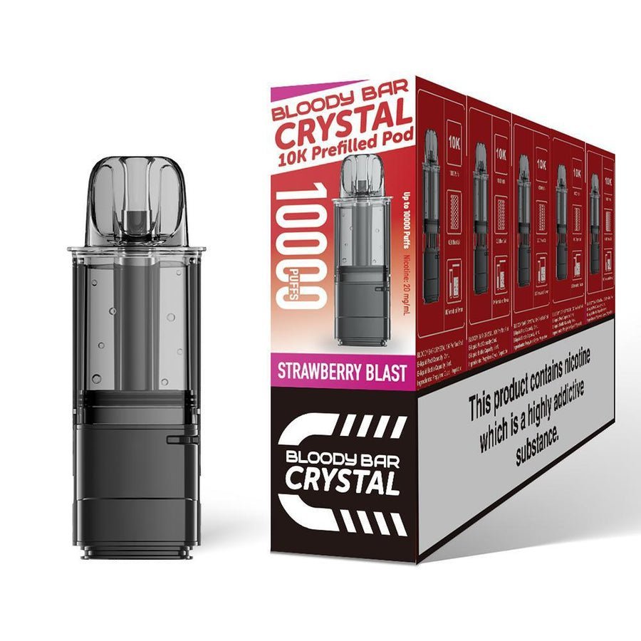 Bloody Bar Crystal 10000 Replacement Pods - Pack of 5 - Strawberry Blast - vapeukwholesale