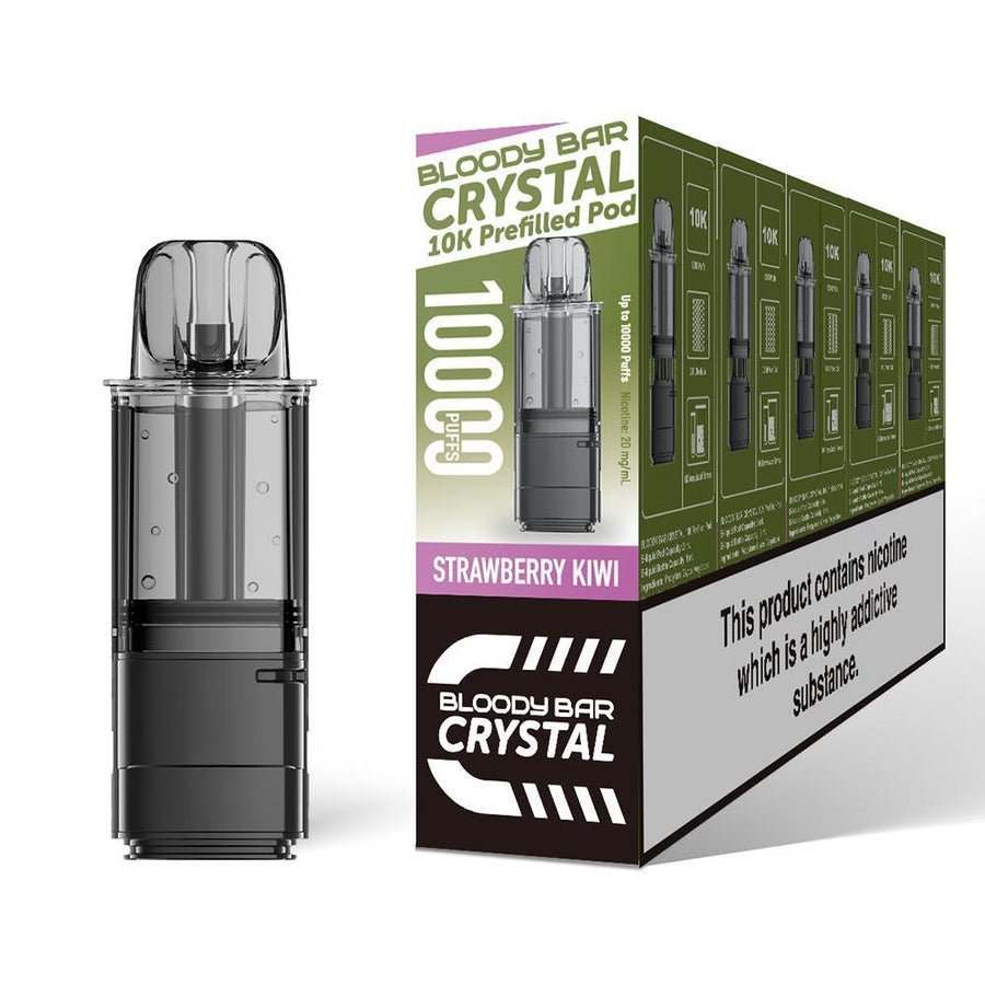 Bloody Bar Crystal 10000 Replacement Pods - Pack of 5 - Strawberry Kiwi - vapeukwholesale
