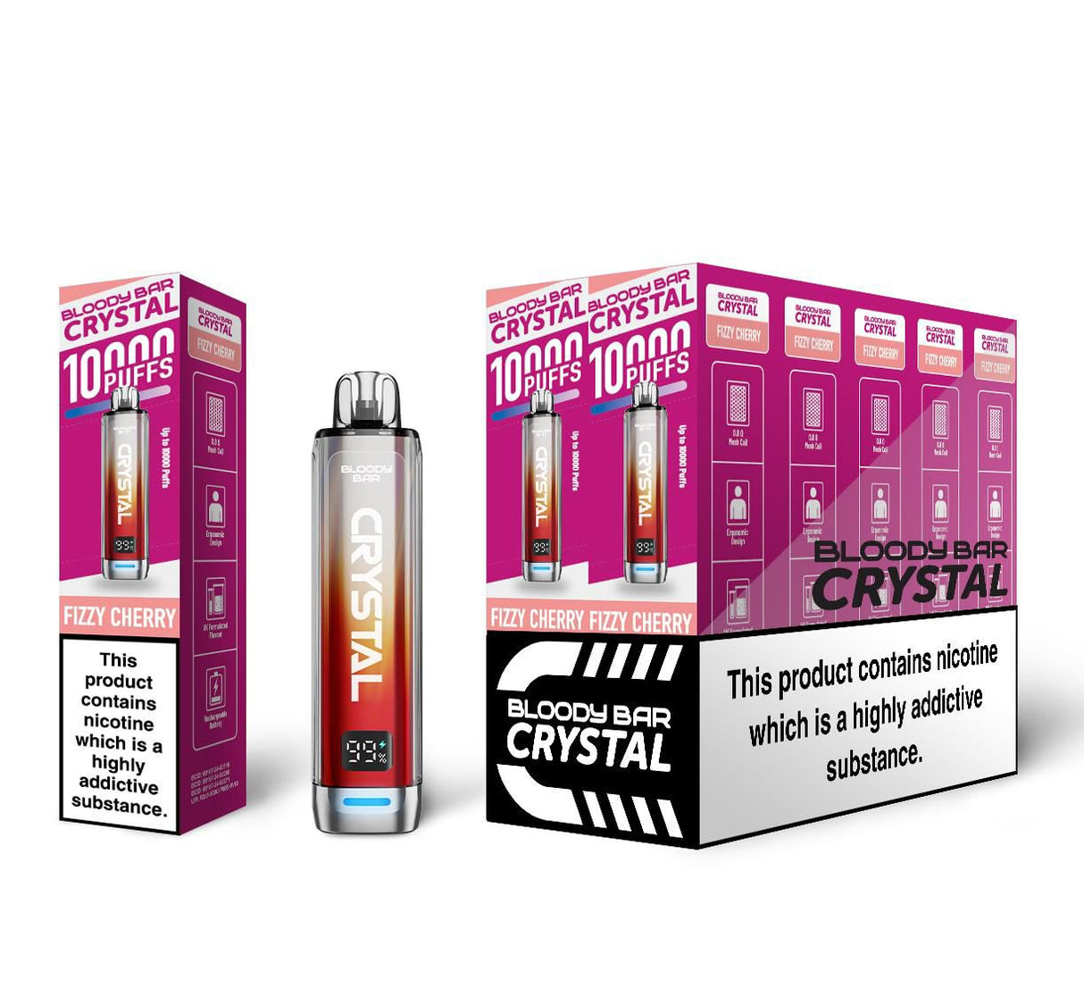 Bloody Bar Crystal 10k Disposable Vape Box of 5 - Fizzy Cherry - vapeukwholesale