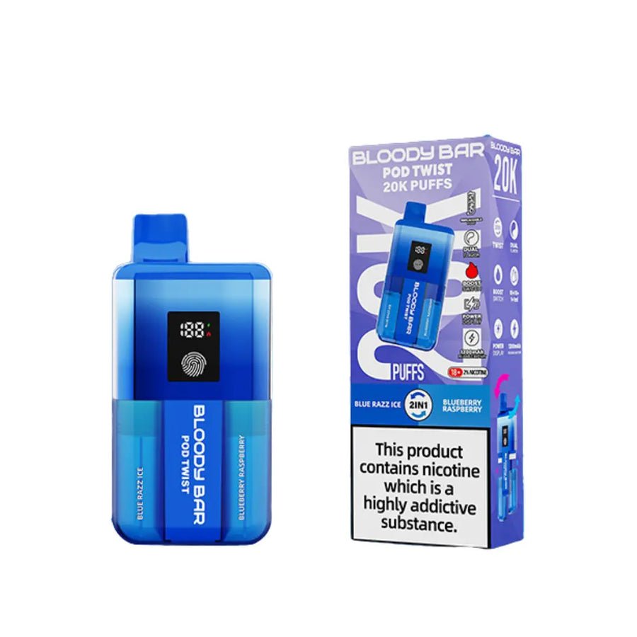 Bloody Bar Ultra Twist 20000 Prefilled Vape Box of 5 - Blue Razz Ice/Blueberry Raspberry