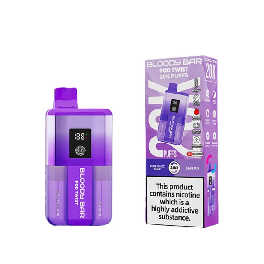 Bloody Bar Ultra Twist 20000 Prefilled Vape Box of 5 - Blue Razz/Bear Mix