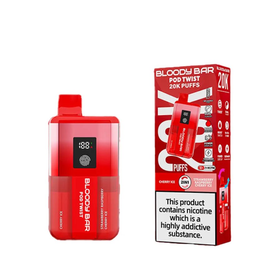 Bloody Bar Ultra Twist 20000 Prefilled Vape Box of 5 - Cherry Ice/Strawberry Raspberry Cherry Ice