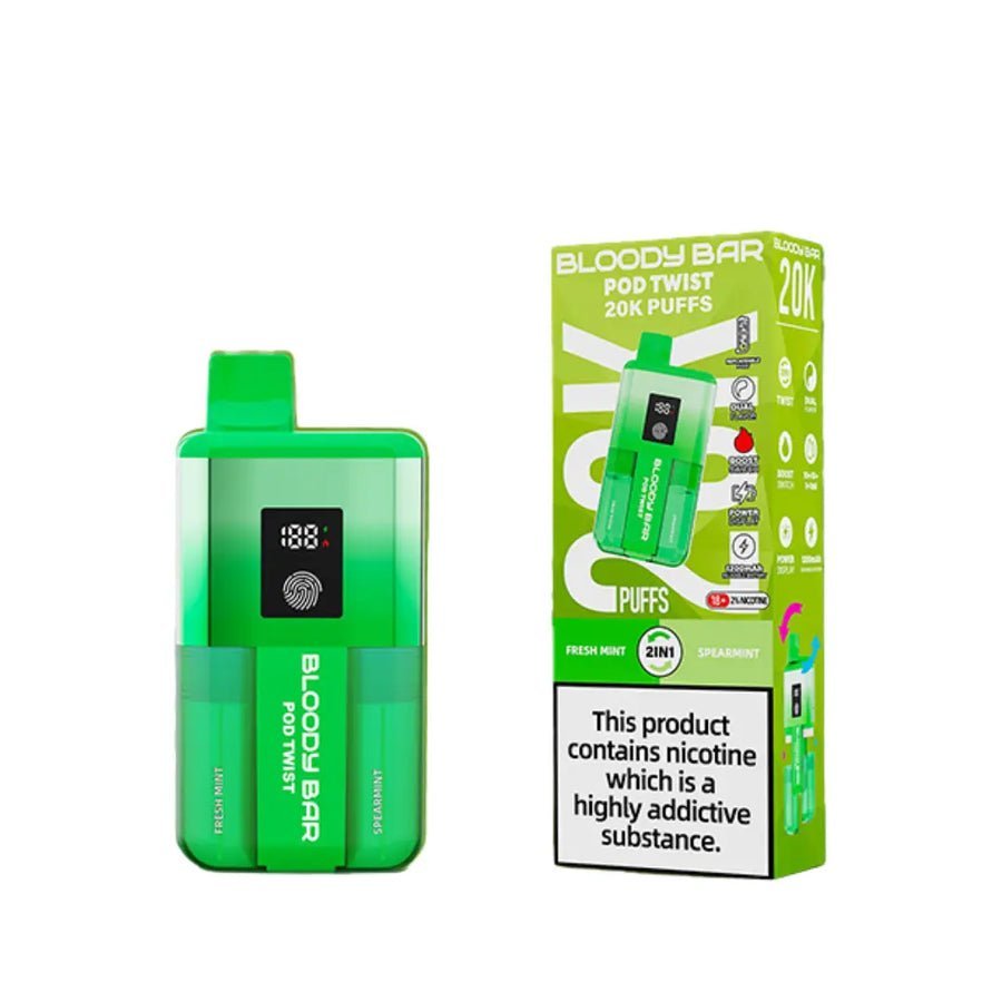 Bloody Bar Ultra Twist 20000 Prefilled Vape Box of 5 - Fresh Mint/Spearmint