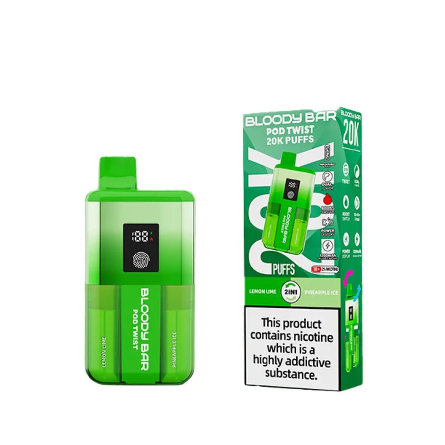 Bloody Bar Ultra Twist 20000 Prefilled Vape Box of 5 - Lemon Lime/Pineapple Ice