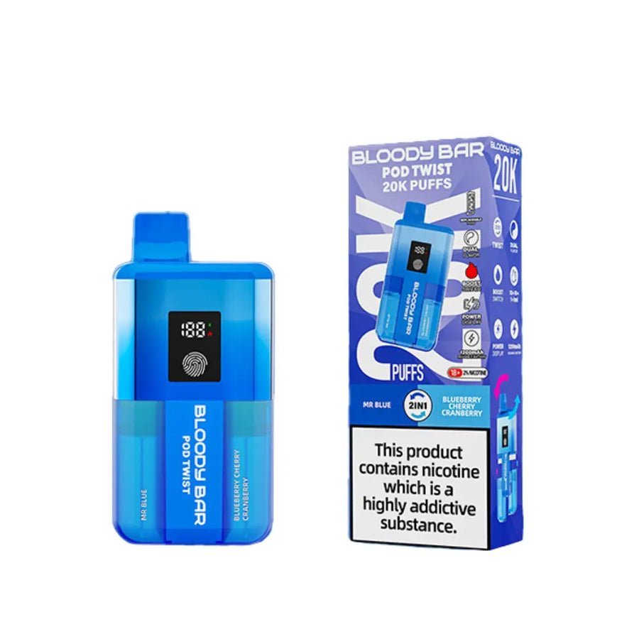 Bloody Bar Ultra Twist 20000 Prefilled Vape Box of 5 - Mr Blue/Blueberry Cherrt Cranberry