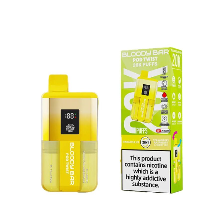 Bloody Bar Ultra Twist 20000 Prefilled Vape Box of 5 - Pineapple Ice/Strawberry Raspberry Cherry Ice