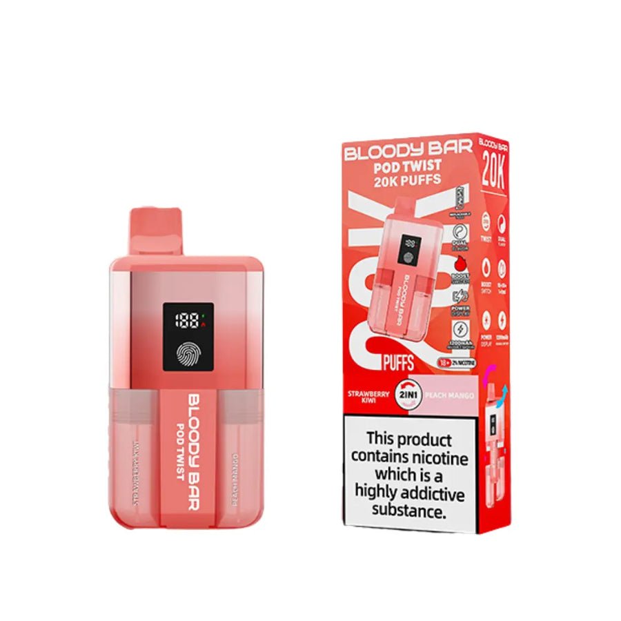 Bloody Bar Ultra Twist 20000 Prefilled Vape Box of 5 - Strawberry Kiwi/Peach Mango