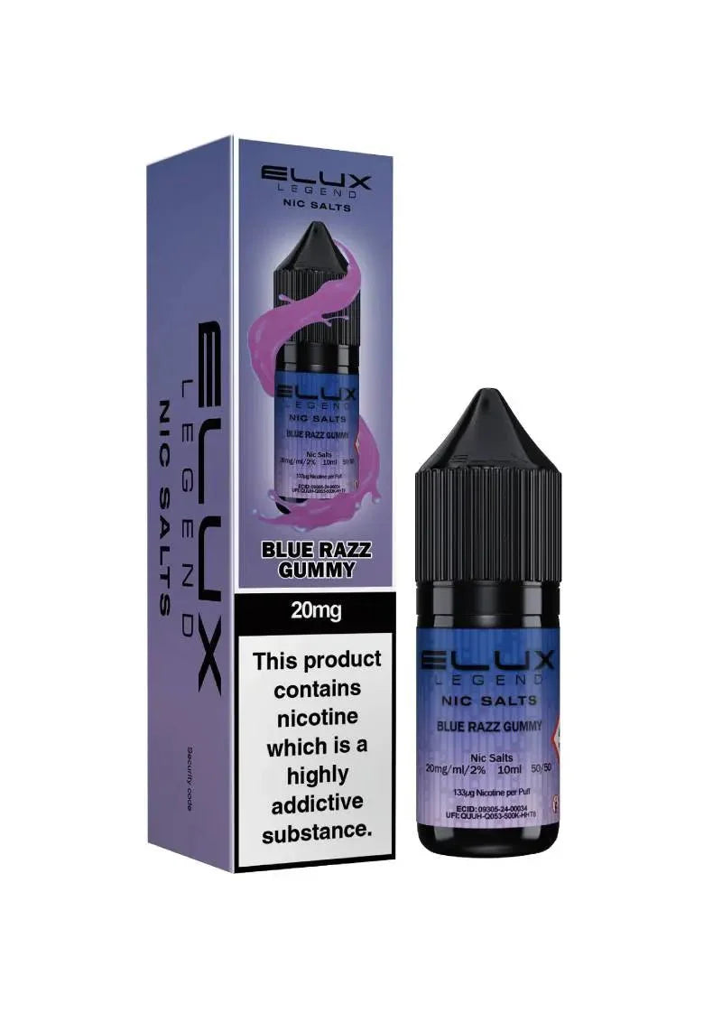 bulk wholesale Elux Legend Nic Salts 10ml E - Liquids - 5mg Box of 10 - Blue Razz Gummy
