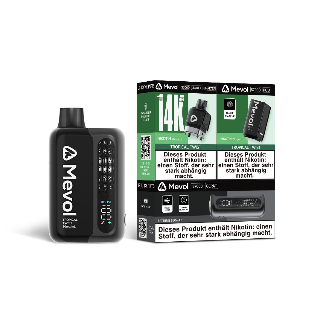 bulk wholesale Mevol S7000 Prefilled Pod Kit - 14k Puffs Box of 5 - Tropical Twist