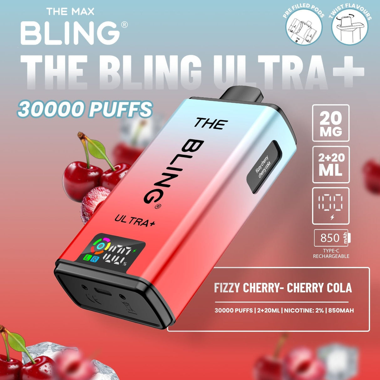The Bling Ultra Plus 30k Prefilled Vape Pod Kit Box of 5