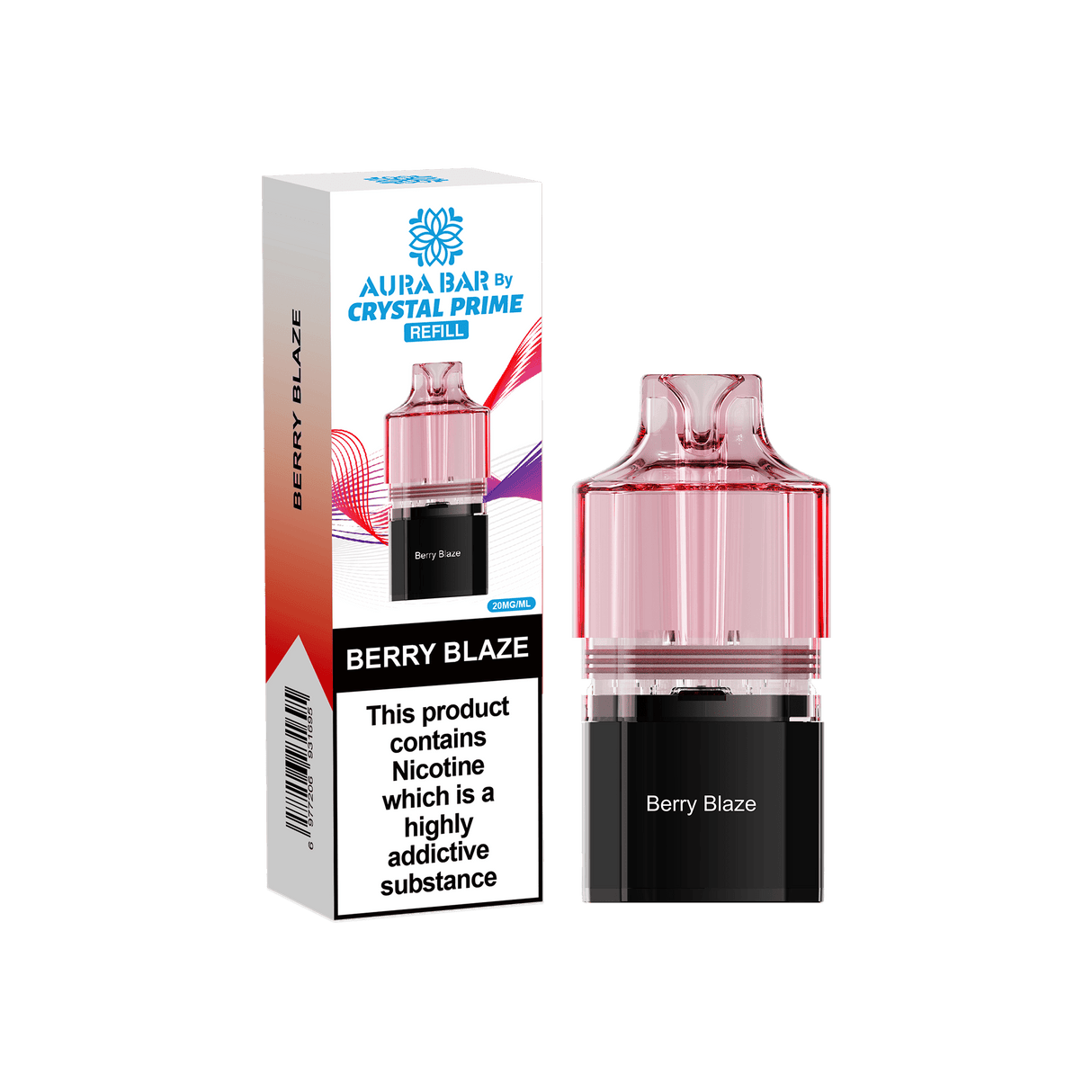 Crystal Prime Aura Bar 10k Replacement Pods - Box of 5 - Berry Blaze - vapeukwholesale