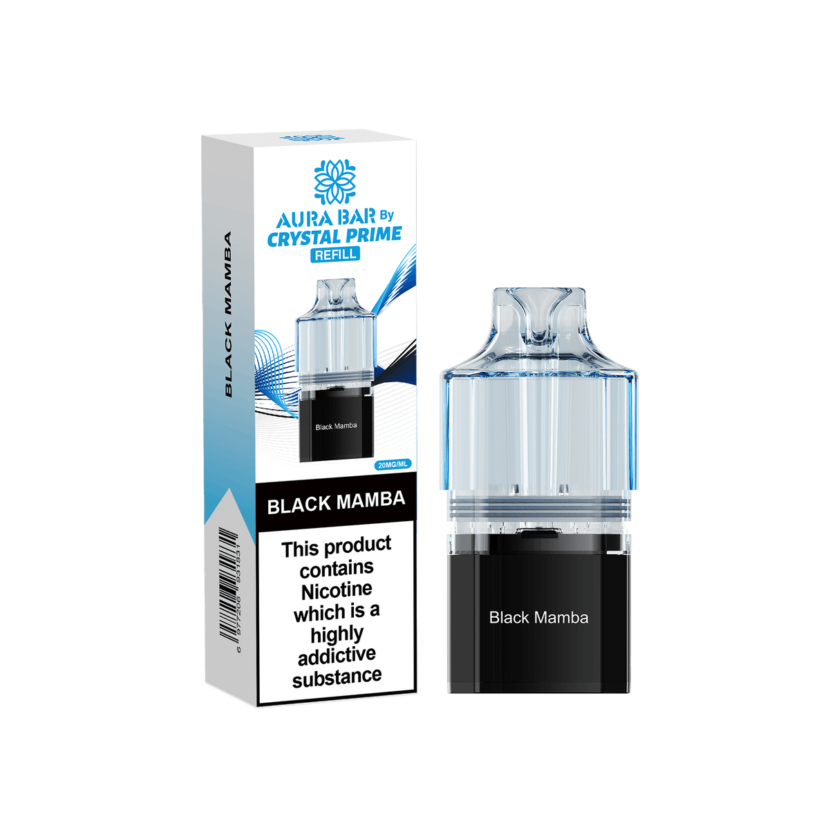 Crystal Prime Aura Bar 10k Replacement Pods - Box of 5 - Black Mamba - vapeukwholesale