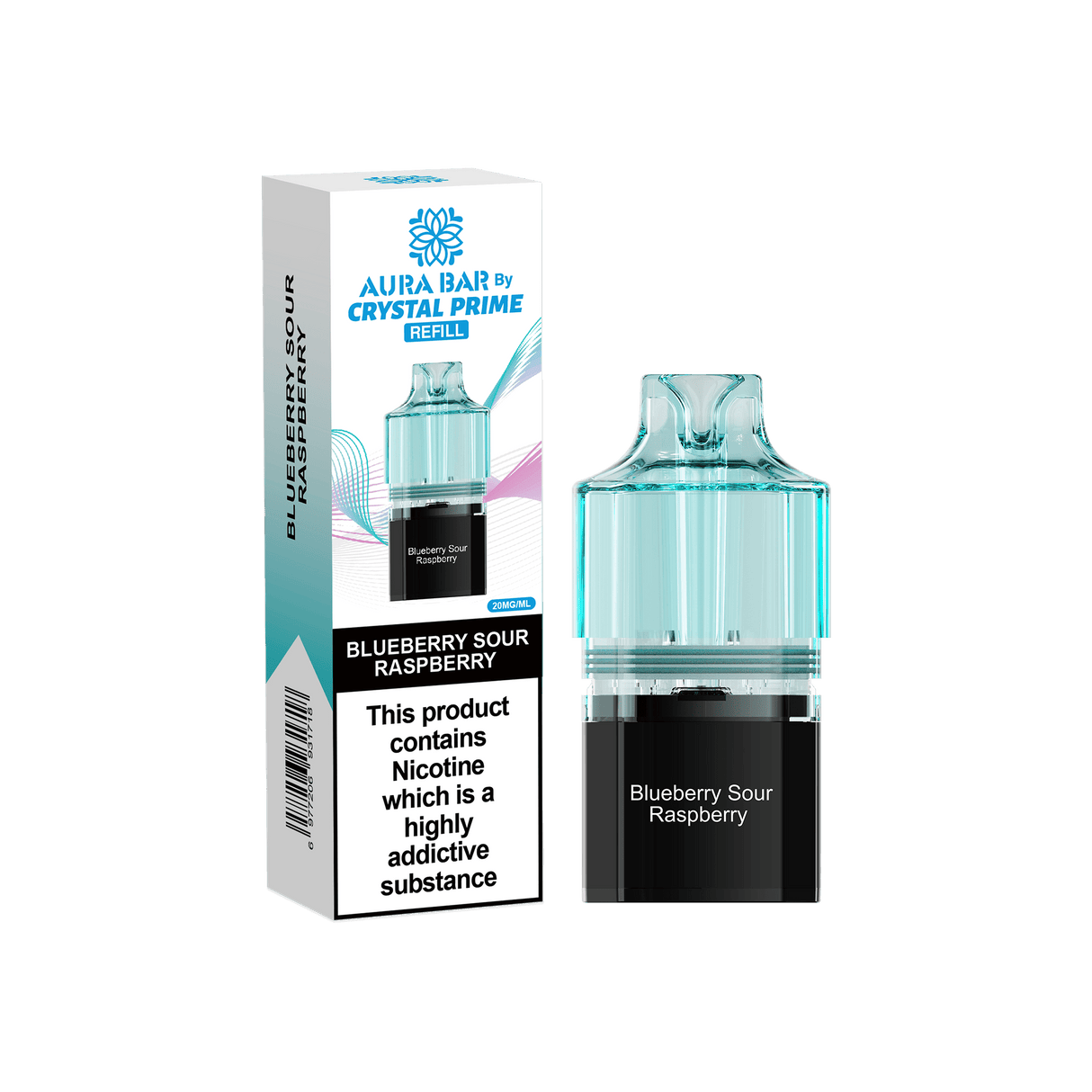 Crystal Prime Aura Bar 10k Replacement Pods - Box of 5 - Blue Sour Raspberry - vapeukwholesale