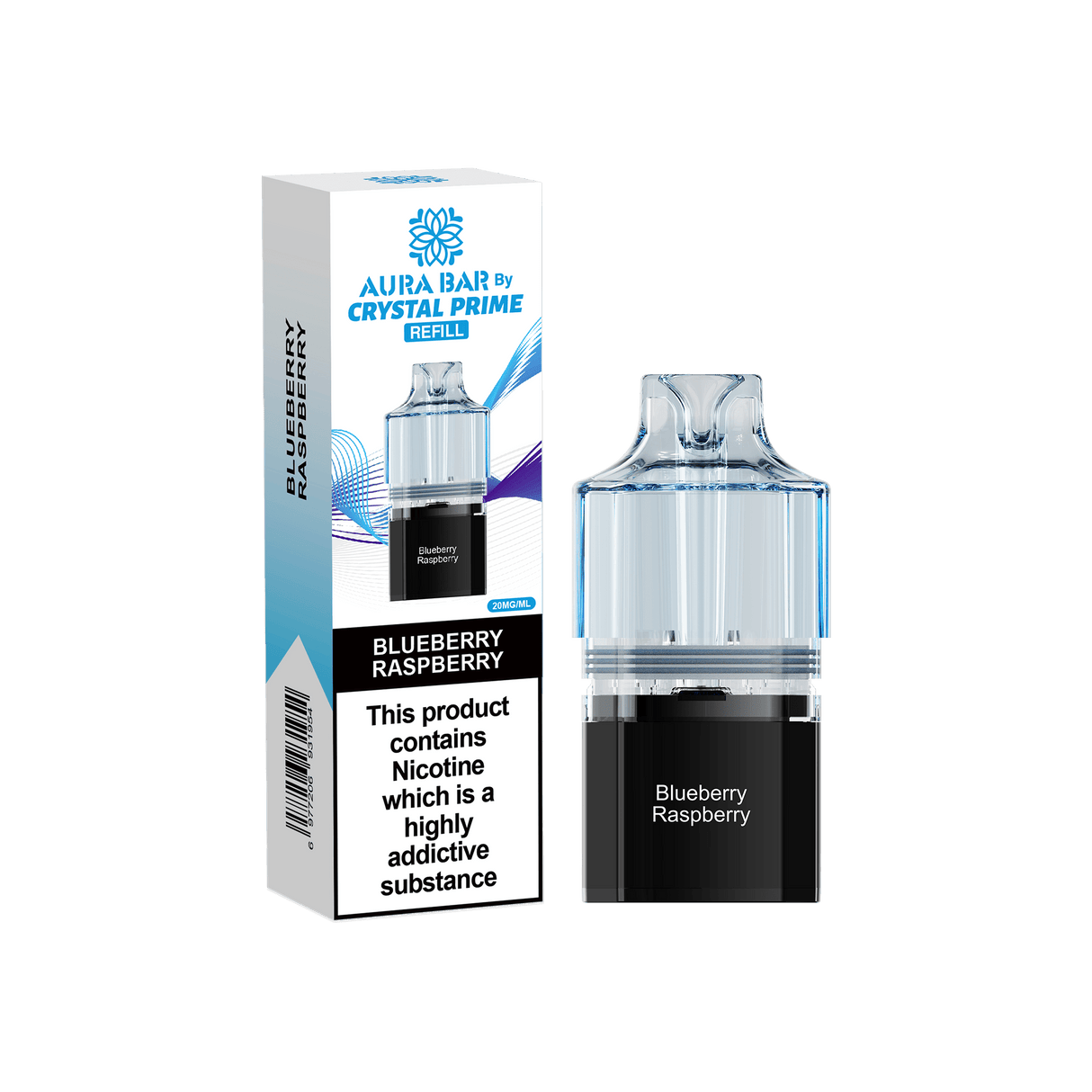 Crystal Prime Aura Bar 10k Replacement Pods - Box of 5 - Blueberry Raspberry - vapeukwholesale