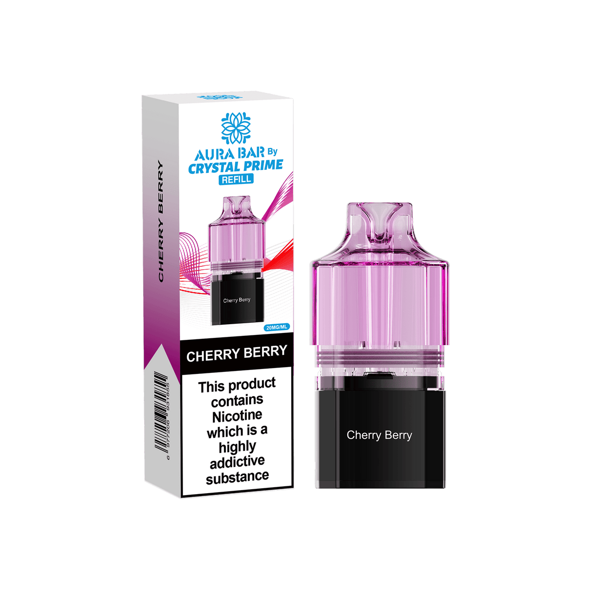 Crystal Prime Aura Bar 10k Replacement Pods - Box of 5 - Cherry Berry - vapeukwholesale