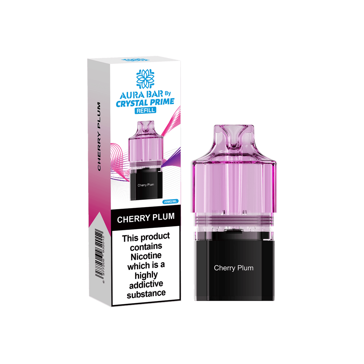 Crystal Prime Aura Bar 10k Replacement Pods - Box of 5 - Cherry Plum - vapeukwholesale