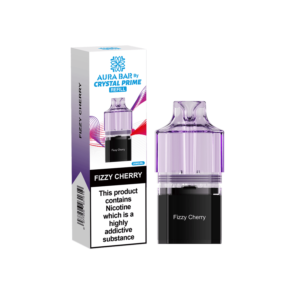 Crystal Prime Aura Bar 10k Replacement Pods - Box of 5 - Fizzy Cherry - vapeukwholesale