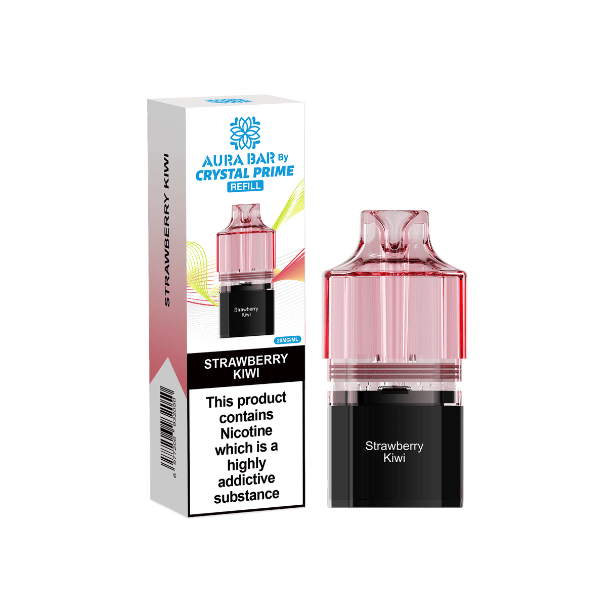 Crystal Prime Aura Bar 10k Replacement Pods - Box of 5 - Strawberry Kiwi - vapeukwholesale