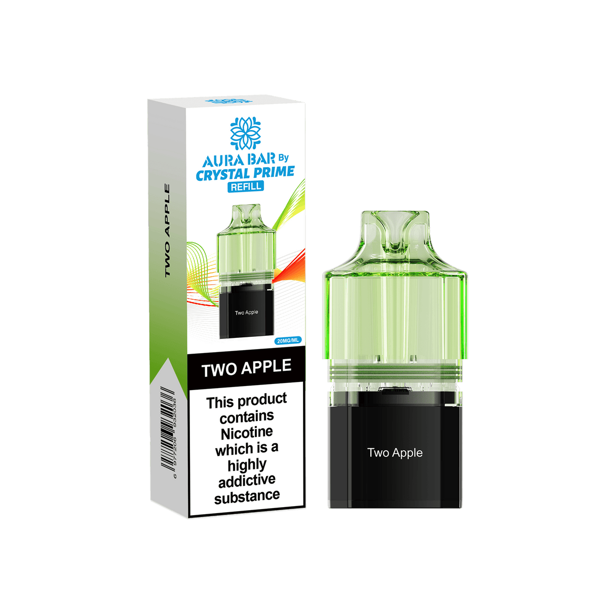 Crystal Prime Aura Bar 10k Replacement Pods - Box of 5 - Two Apple - vapeukwholesale