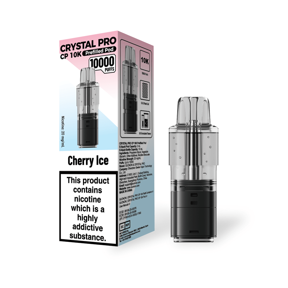 Crystal Pro CP 10k Replacement Pods Box of 5 - Cherry Ice - vapeukwholesale