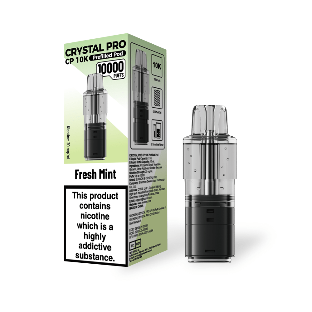 Crystal Pro CP 10k Replacement Pods Box of 5 - Fresh Mint - vapeukwholesale