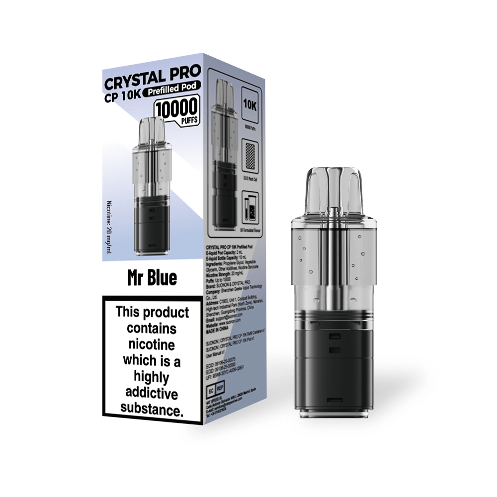 Crystal Pro CP 10k Replacement Pods Box of 5 - Mr Blue - vapeukwholesale