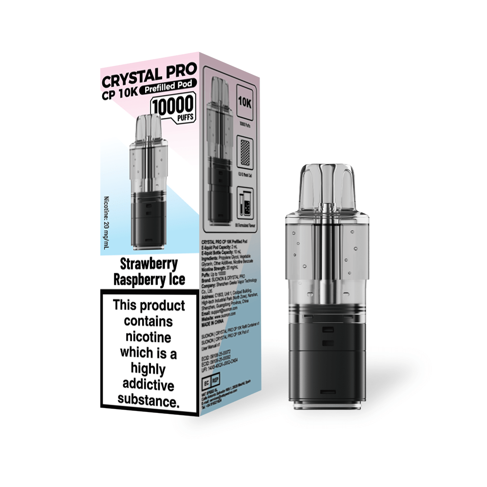Crystal Pro CP 10k Replacement Pods Box of 5 - Strawberry Raspberry Ice - vapeukwholesale