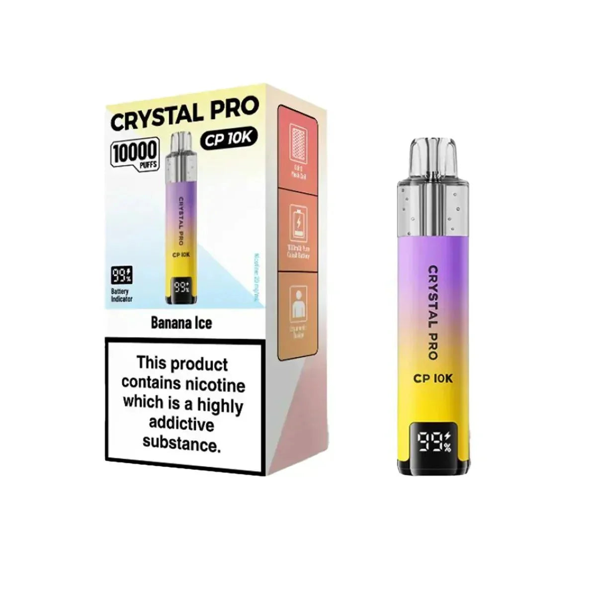 Crystal Pro CP10000 Prefilled Pod Kit Box of 5 - Banana Ice - vapeukwholesale