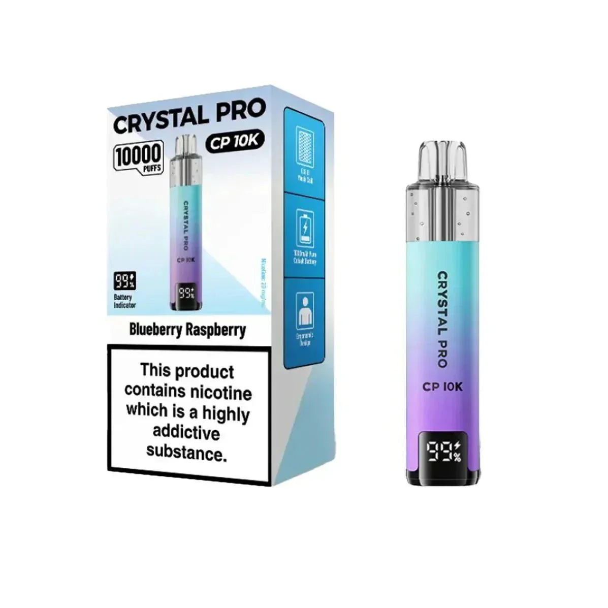 Crystal Pro CP10000 Prefilled Pod Kit Box of 5 - Blue Raspberry - vapeukwholesale