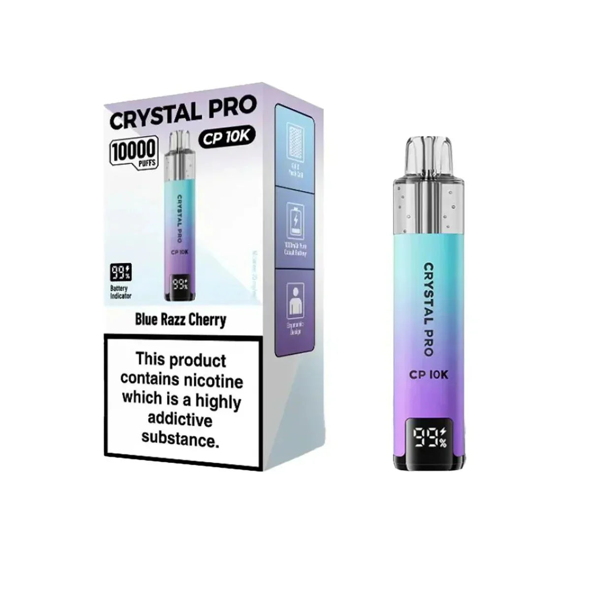 Crystal Pro CP10000 Prefilled Pod Kit Box of 5 - Blue Razz Cherry - vapeukwholesale