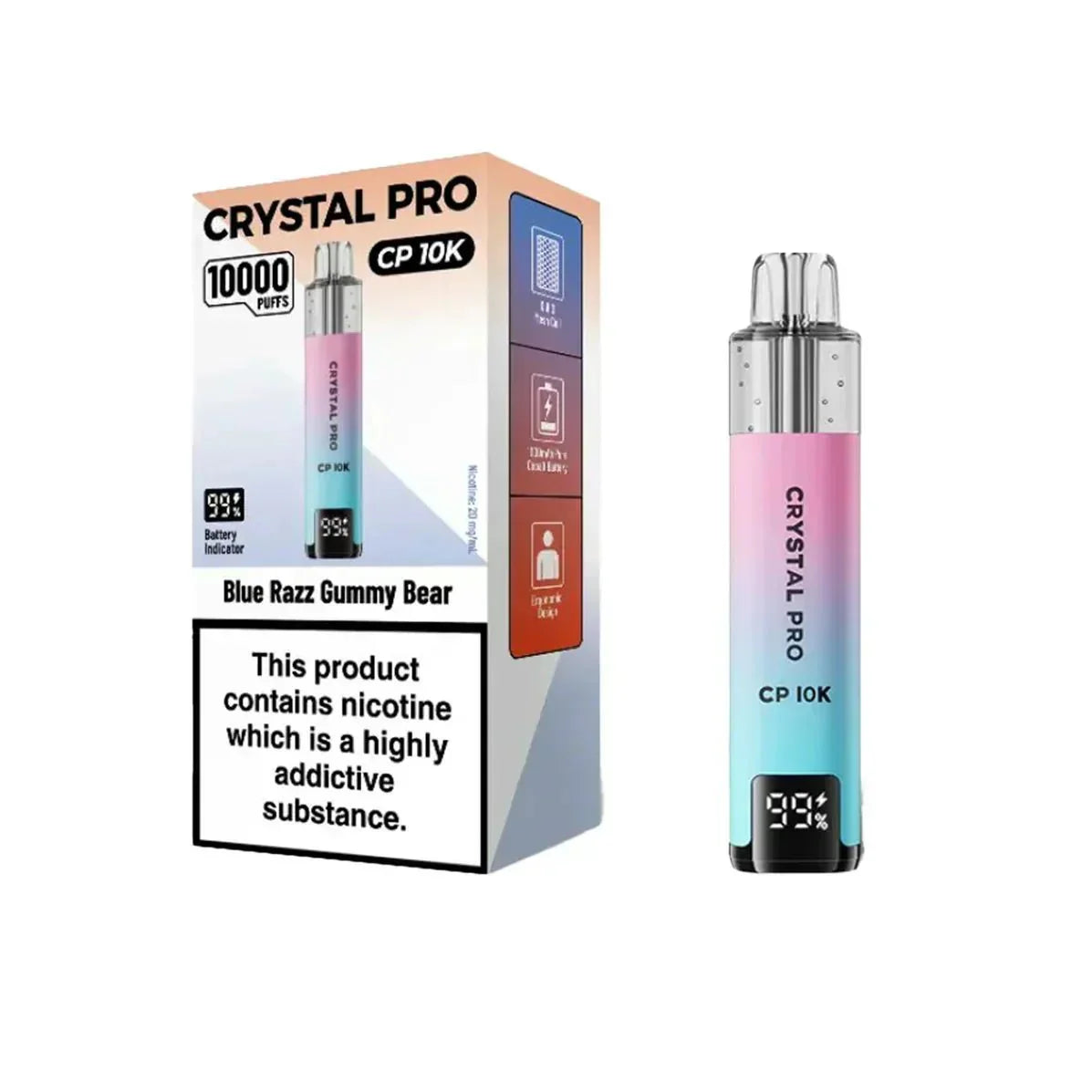 Crystal Pro CP10000 Prefilled Pod Kit Box of 5 - Blue Razz GB - vapeukwholesale