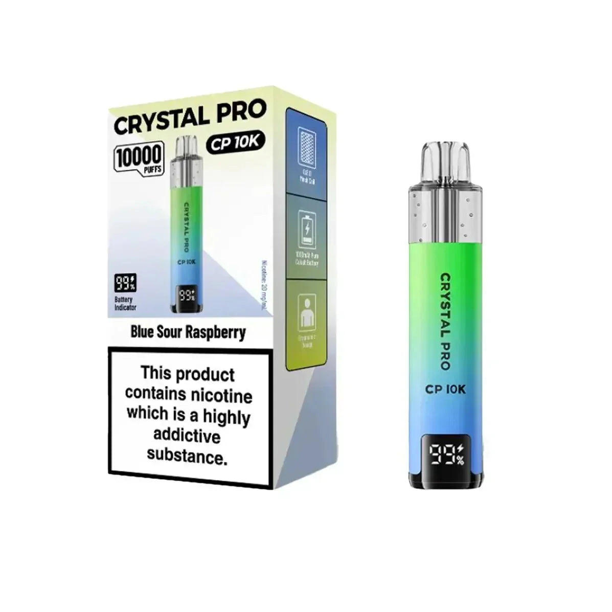 Crystal Pro CP10000 Prefilled Pod Kit Box of 5 - Blue Sour Raspberry - vapeukwholesale