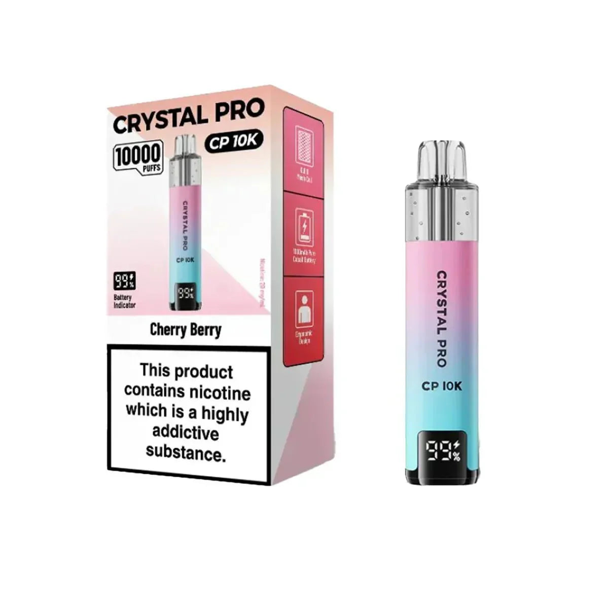 Crystal Pro CP10000 Prefilled Pod Kit Box of 5 - Cherry Berry - vapeukwholesale