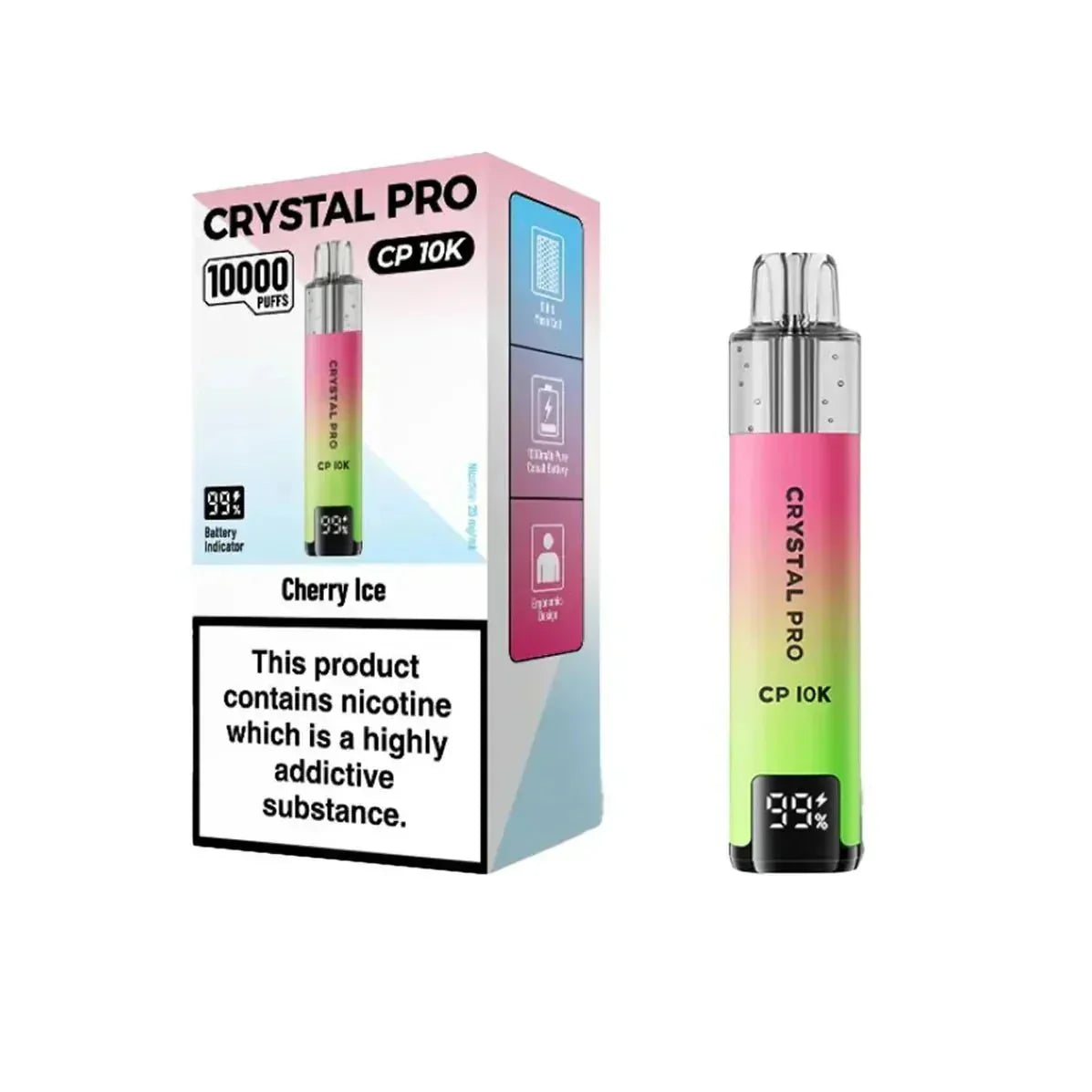 Crystal Pro CP10000 Prefilled Pod Kit Box of 5 - Cherry Ice - vapeukwholesale