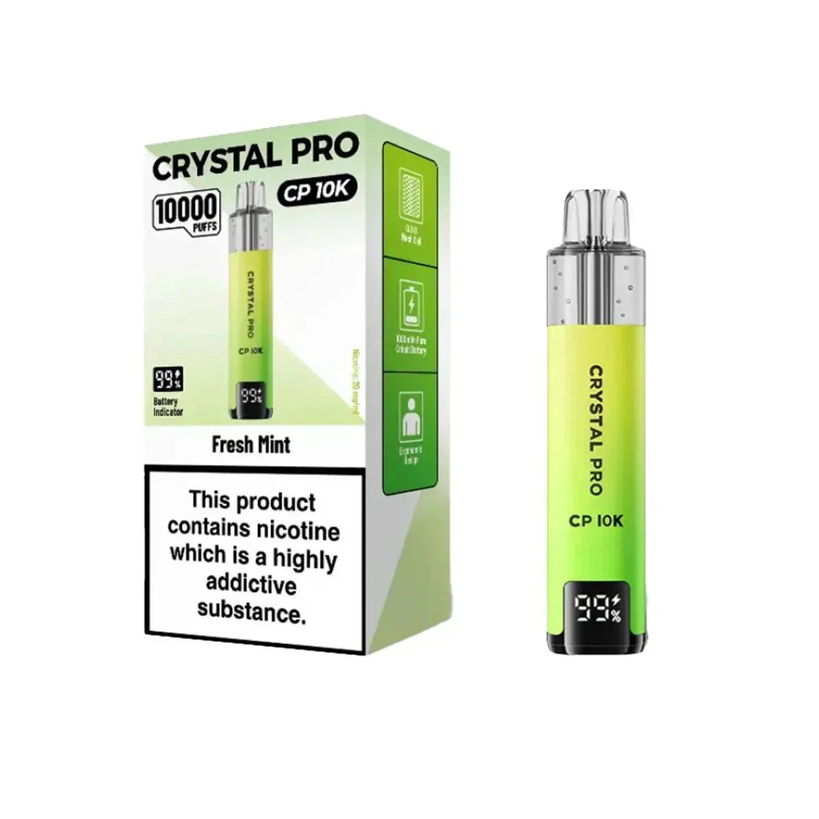 Crystal Pro CP10000 Prefilled Pod Kit Box of 5 - Fresh Mint - vapeukwholesale