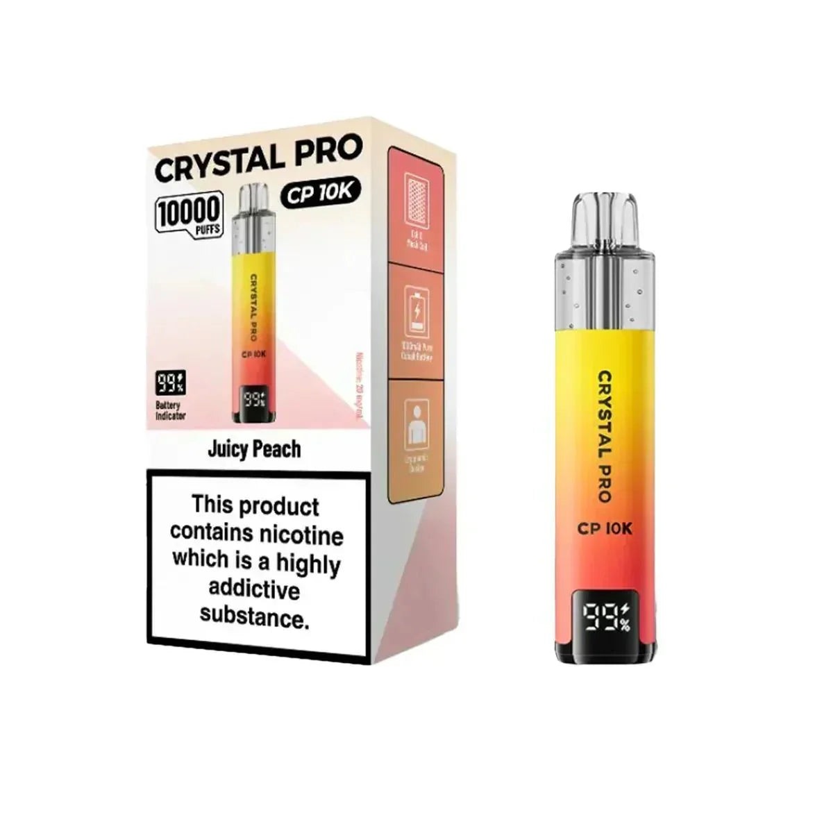 Crystal Pro CP10000 Prefilled Pod Kit Box of 5 - Juicy Peach - vapeukwholesale