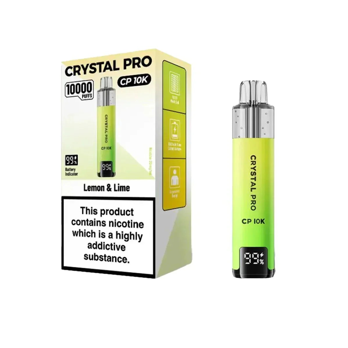 Crystal Pro CP10000 Prefilled Pod Kit Box of 5 - Lemon Lime - vapeukwholesale