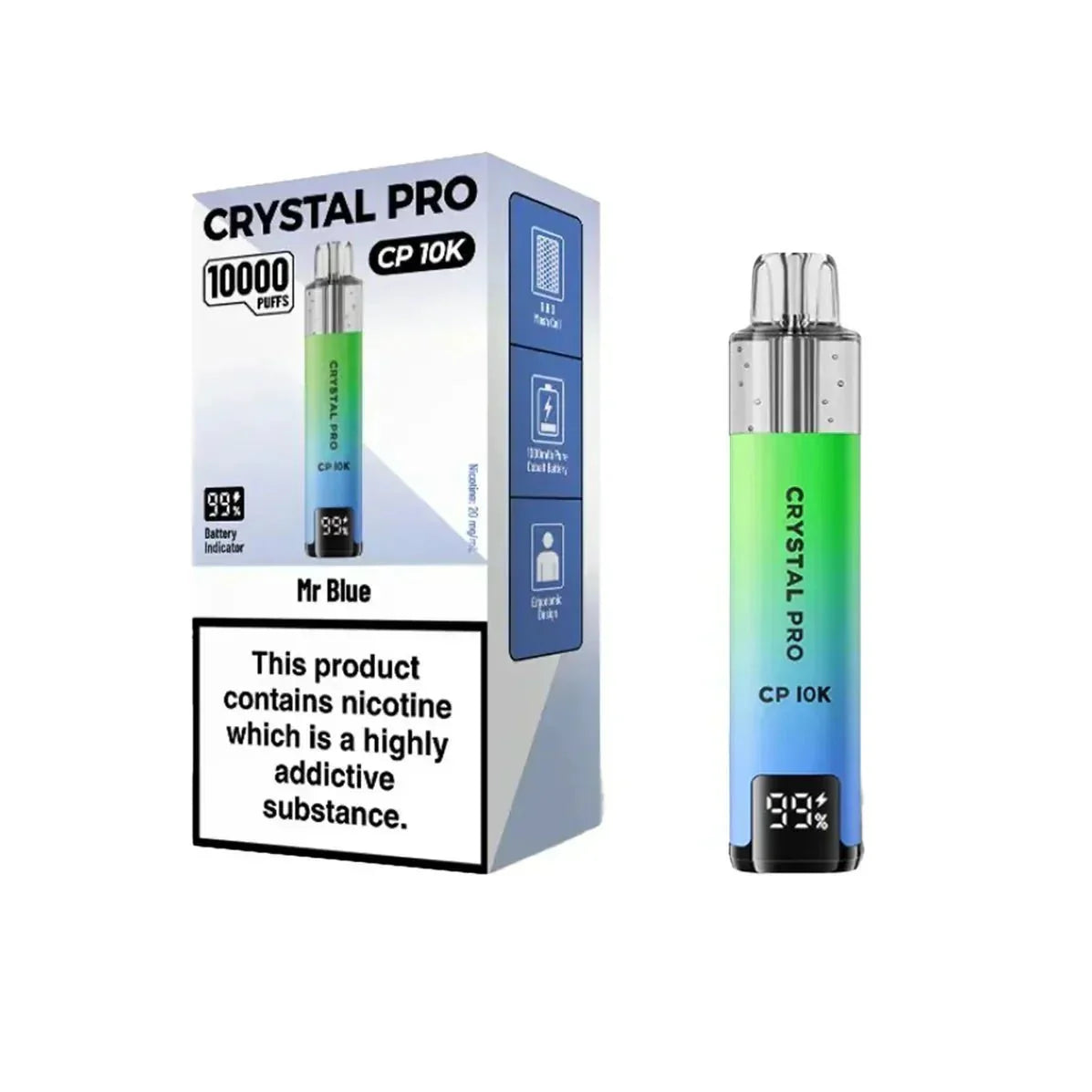 Crystal Pro CP10000 Prefilled Pod Kit Box of 5 - Mr Blue - vapeukwholesale